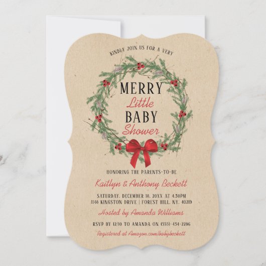 Merry Little Christmas Baby Shower Einladung (Vorderseite)