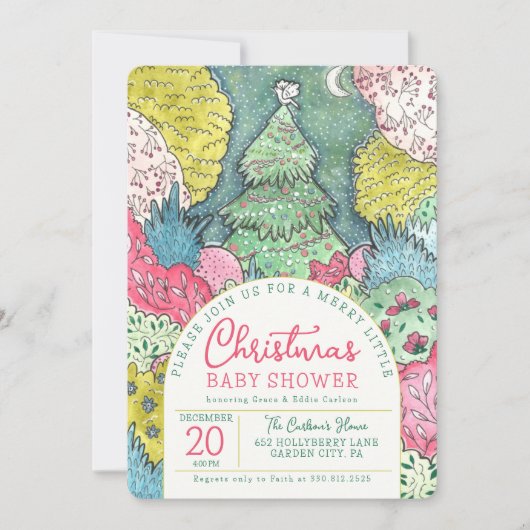 Merry Little Christmas Baby Shower Einladung (Vorderseite)