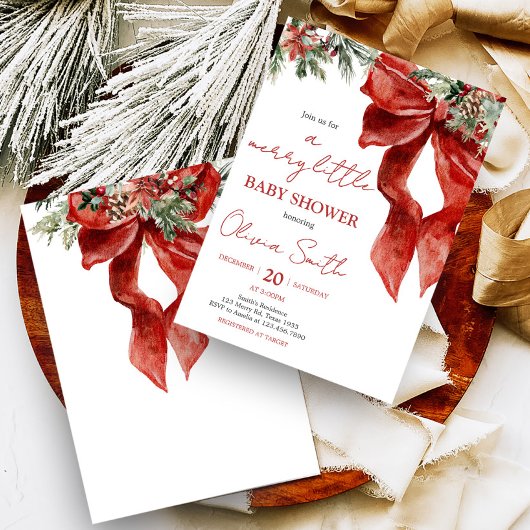 Merry Little Christmas Baby Shower Einladung