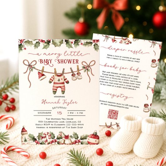 Merry Little Christmas Baby Shower Einladung