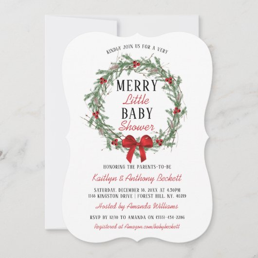 Merry Little Christmas Baby Shower Einladung (Vorderseite)