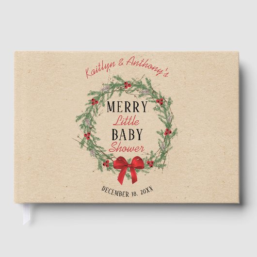 Merry Little Christmas Baby Shower Gästebuch (Vorderseite)
