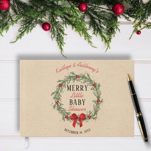 Merry Little Christmas Baby Shower Gästebuch