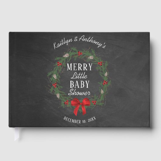 Merry Little Christmas Baby Shower Gästebuch (Vorderseite)