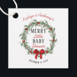 Merry Little Christmas Baby Shower Geschenkanhänger<br><div class="desc">Feiern Sie stilvoll mit diesen niedlichen und sehr trendigen Babyduschen,  die Anhänger bevorzugen. Dieses Design lässt sich leicht mit Ihrer speziellen Veranstaltungssprache personalisieren und Ihre Gäste werden begeistert sein,  wenn sie diese fabelhaften Tags sehen.</div>