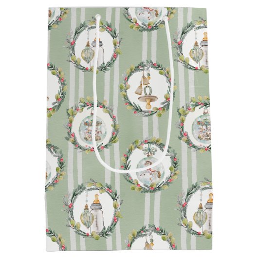 Merry Little Christmas Baby Shower Geschenktasche Mittlere Geschenktüte (Rückseite)