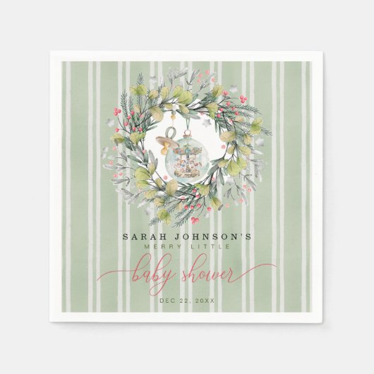 Merry Little Christmas Baby Shower Paper Napkin Serviette (Vorderseite)