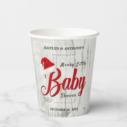 Merry Little Christmas Baby Shower Pappbecher (Rückseite)