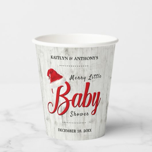Merry Little Christmas Baby Shower Pappbecher (Vorderseite)