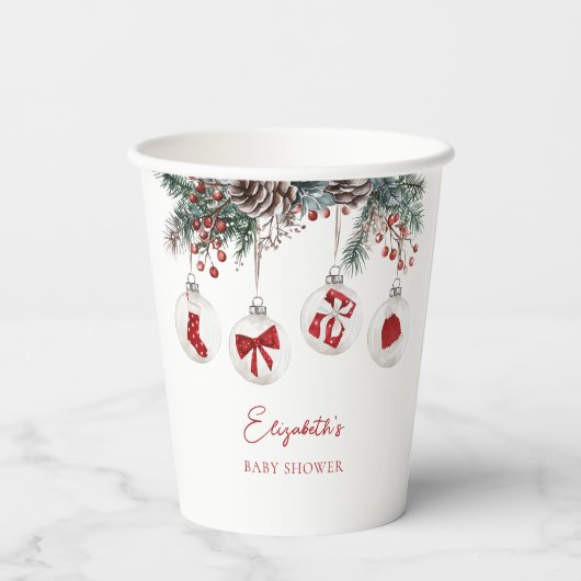 Merry Little Christmas Baby Shower Pappbecher (Rückseite)