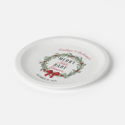 Merry Little Christmas Baby Shower Pappteller (Schrägansicht)