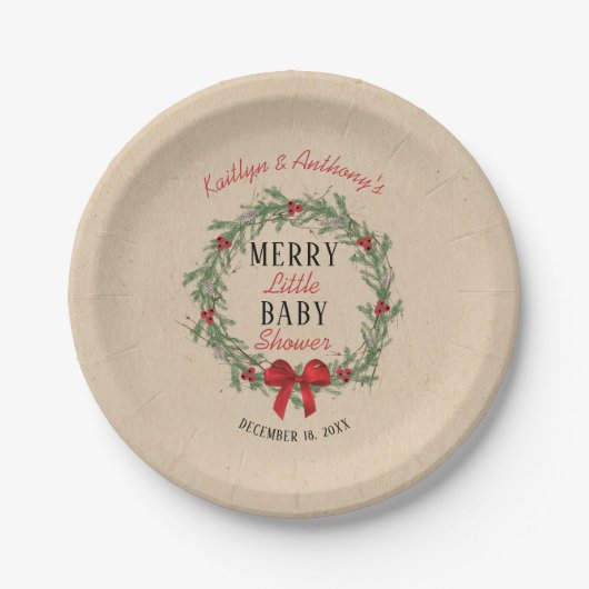 Merry Little Christmas Baby Shower Pappteller (Vorderseite)