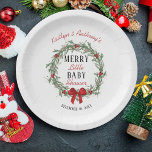 Merry Little Christmas Baby Shower Pappteller<br><div class="desc">Feiern Sie stilvoll mit diesen trendigen Baby-Dusche-Papier-Tellern. Das Design ist leicht mit Ihrer eigenen Formulierung zu personalisieren und Ihre Familie und Freunde werden begeistert sein,  wenn sie diese fabelhaften Party-Teller sehen.</div>