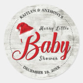 Merry Little Christmas Baby Shower Runder Aufkleber (Vorderseite)