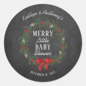 Merry Little Christmas Baby Shower Runder Aufkleber (Vorderseite)