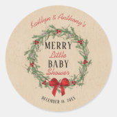 Merry Little Christmas Baby Shower Runder Aufkleber (Vorderseite)