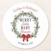 Merry Little Christmas Baby Shower Runder Pappuntersetzer (Vorderseite)