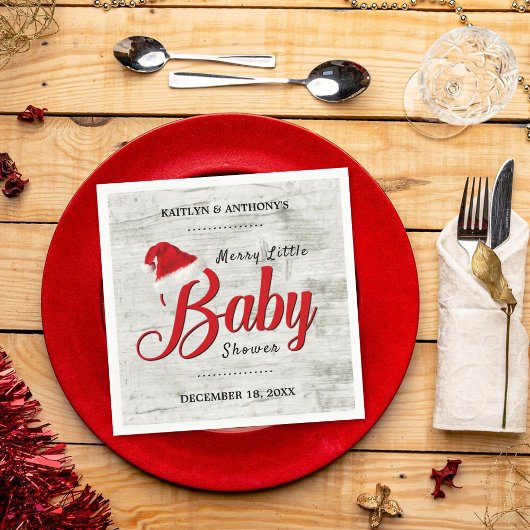 Merry Little Christmas Baby Shower Serviette