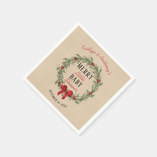 Merry Little Christmas Baby Shower Serviette (Ecke)