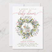 Merry Little Christmas Baby Shower Wreath Einladung (Vorderseite)