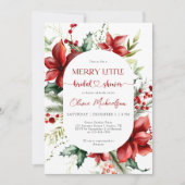 Merry Little Christmas Berry Floral Bridal Shower  Einladung (Vorderseite)