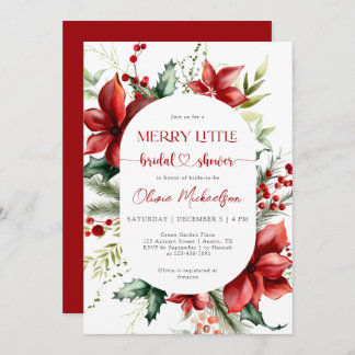 Merry Little Christmas Berry Floral Bridal Shower  Einladung