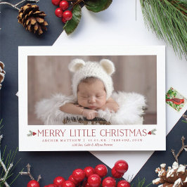 Merry Little Christmas Birth Announcement New Baby Feiertagskarte