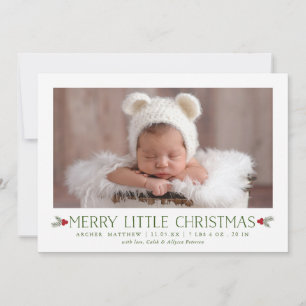Merry Little Christmas Birth Announcement New Baby Feiertagskarte