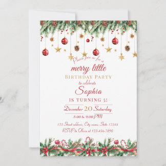 Merry Little Christmas Birthday Invitation Einladung