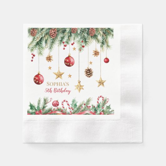 Merry Little Christmas Birthday Serviette (Vorderseite)