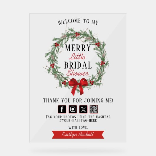 Merry Little Christmas Brautparty Willkommen Acrylschild (Vorderseite)