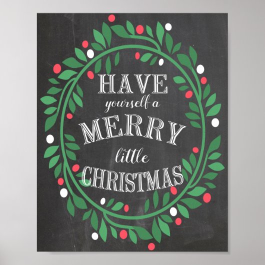 Merry Little Christmas Chalkboard Print Poster (Vorne)