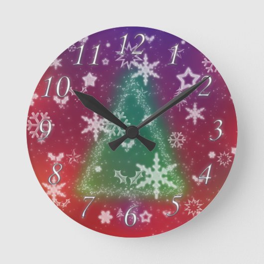 Merry Little Christmas Clock Runde Wanduhr (Vorderseite)