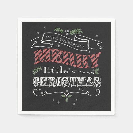 Merry Little Christmas Cocktail Napkins Serviette (Vorderseite)