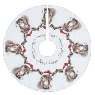 Merry Little Christmas Donkey, Brauch Polyester Weihnachtsbaumdecke