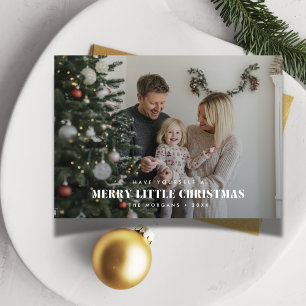 Merry Little Christmas Family Overlay Foto Card Feiertagskarte