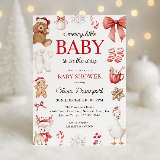Merry Little Christmas Festive Winter Baby Shower Einladung