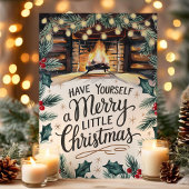 Merry Little Christmas Fireplace Feiertagskarte