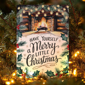 Merry Little Christmas Fireplace Feiertagskarte