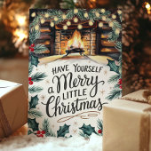 Merry Little Christmas Fireplace Feiertagskarte