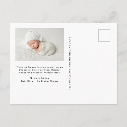 Merry Little Christmas Foto Birth Ankündigungspostkarte (Rückseite)