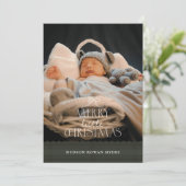Merry Little Christmas Foto Geburtserklärung Feiertagskarte (Stehend Vorderseite)