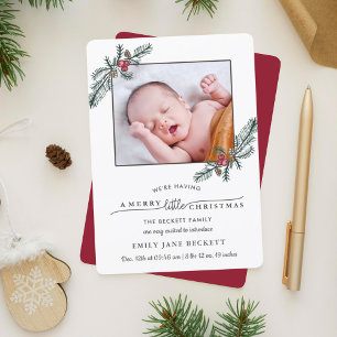 Merry Little Christmas Foto Geburtserklärung Feiertagskarte