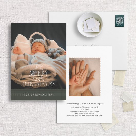 Merry Little Christmas Foto Geburtserklärung Feiertagskarte