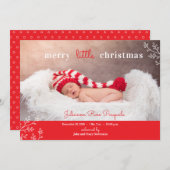 Merry Little Christmas Foto Geburtserklärung Feiertagskarte (Vorne/Hinten)