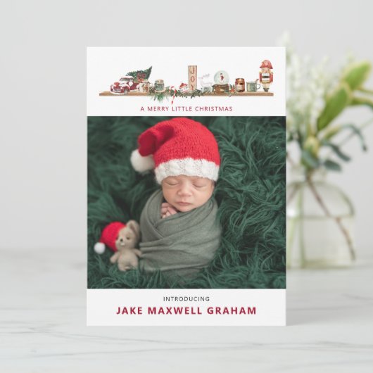 Merry Little Christmas | Geburtsankündigung (Stehend Vorderseite)