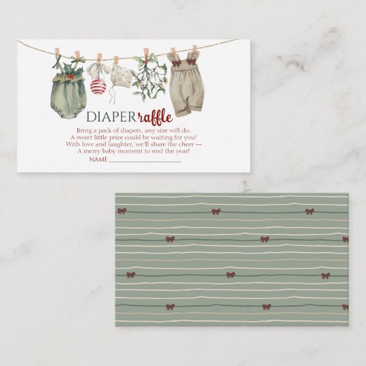 Merry Little Christmas Girl Clothes Diaper Raffle Begleitkarte (Vorne/Hinten)