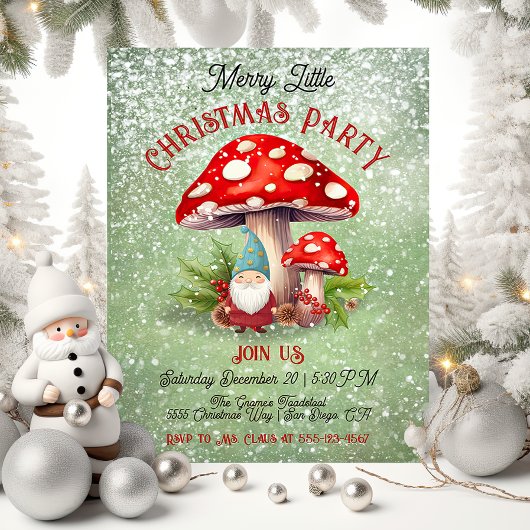 Merry Little Christmas Gnome Toadstool Mushroom Einladung
