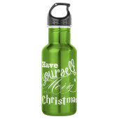 Merry Little Christmas Green und White Holly Edelstahlflasche (Vorderseite)