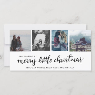 Merry Little Christmas Handwriting   Vier Fotos Feiertagskarte